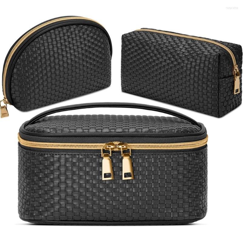 

Cosmetic Bags Makeup Waterproof Bag Portable Multifunction Storage Weave Toiletry For Women And Girls Black