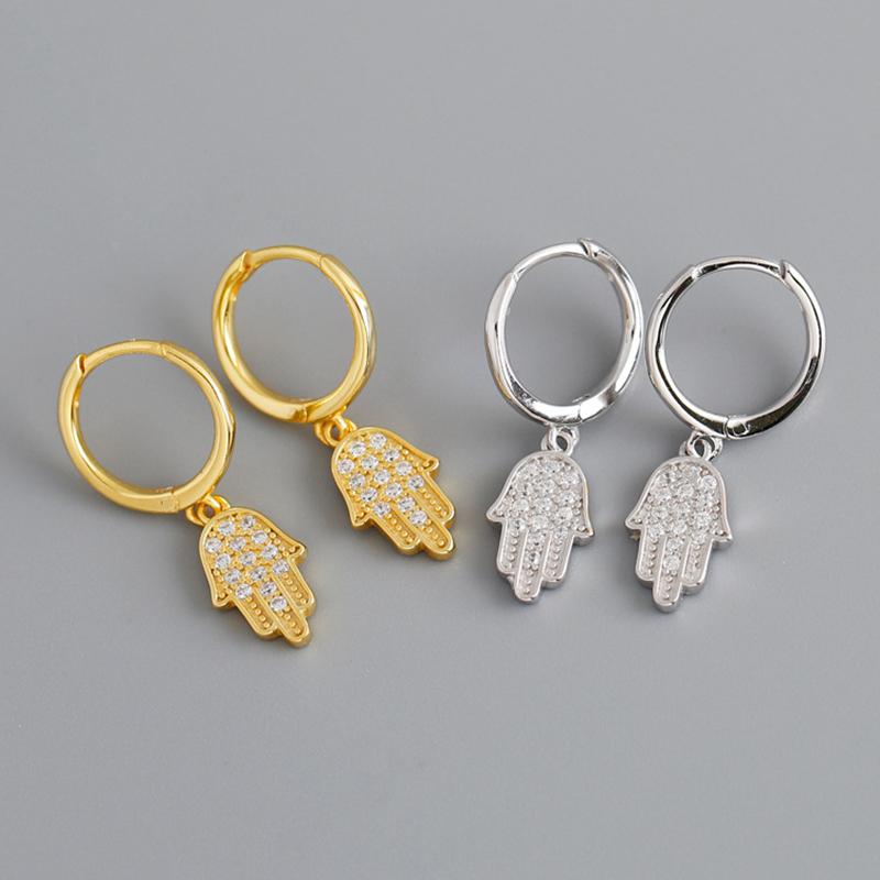 

Stud Earrings 2023 Arrival 925 Sterling Silver Zircon Palm Pendant Simple For Women Jewelry Gift