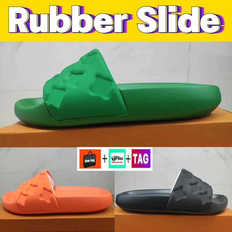 

2023 New Slippers Designer womens Rubber Slide Waterfront Embossed Mule Fashion Women Slides Flat Comfort with OG Box luxury Summer sandals Luxury men Beach saFZ8F, #1- white