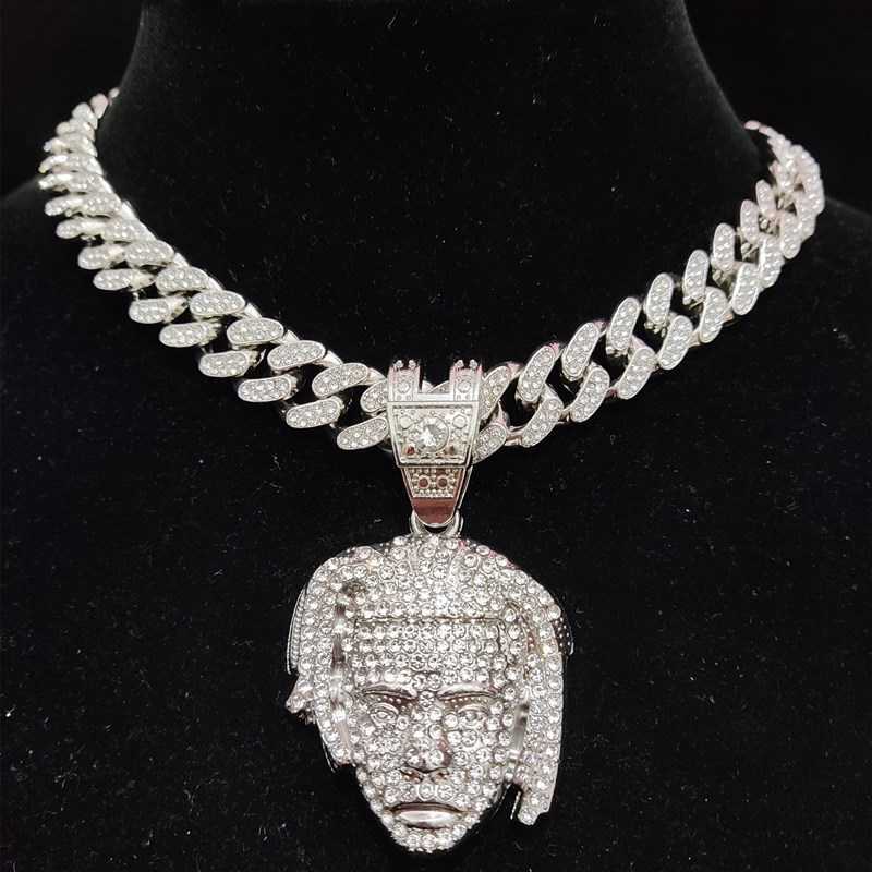 

Men Women Hip Hop Iced Out Bling Rapper Pendant Necklace with 13mm Cuban Chain HipHop Necklaces Fashion Jewelry