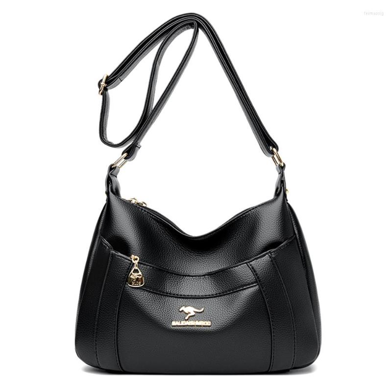 

Evening Bags Luxury Croosbody Women Designer Soft Pu Leather Leisure Shoulder Sac Female Fashion Solid Messenger Bag Kangaroo, Black