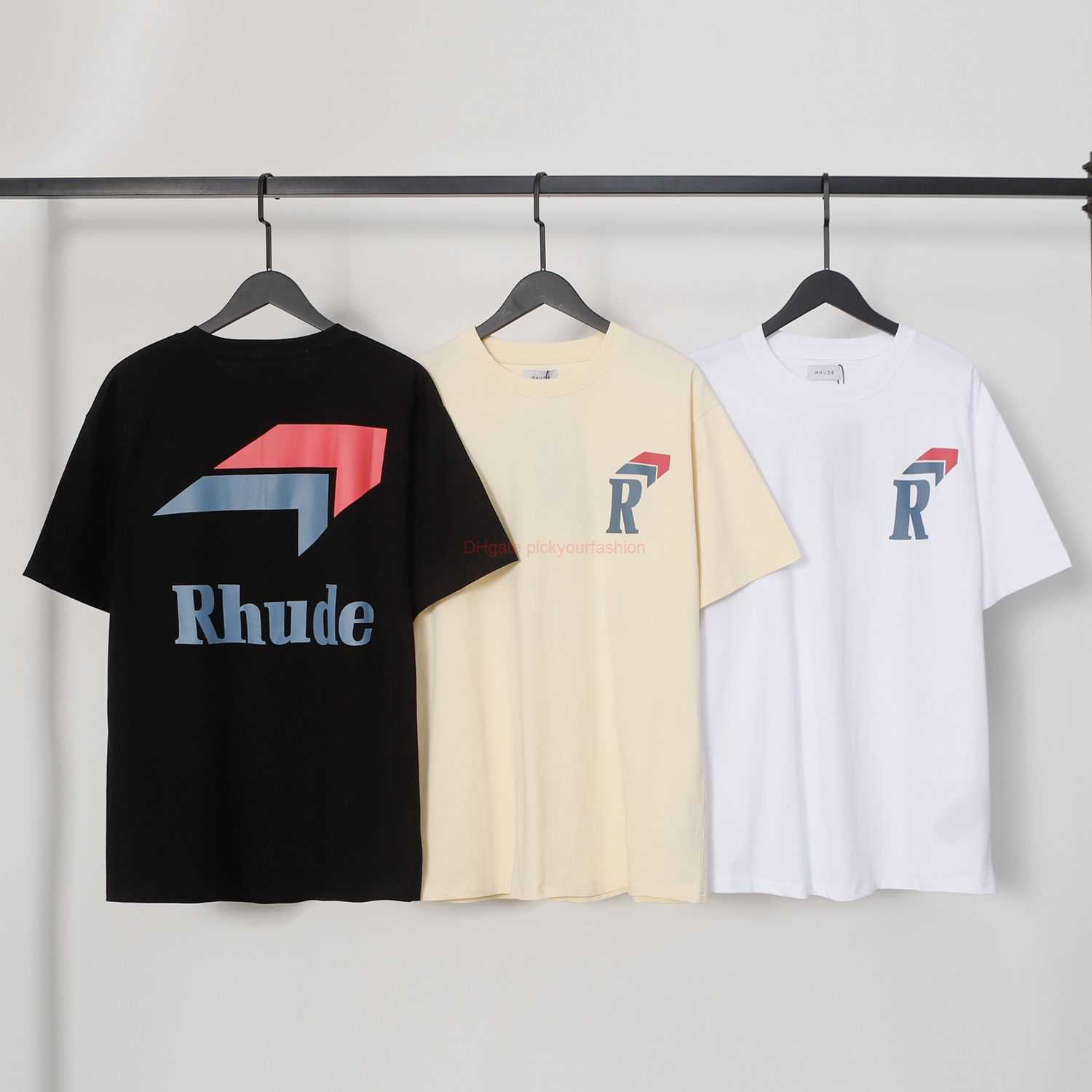 

Designer Fashion Clothing Tees Tshirt Rhudes Minimalist Versatile Design Sense for Male Female Couples Fog High Street Loose Fitting Tshirt Spring Summer Short Sle, White