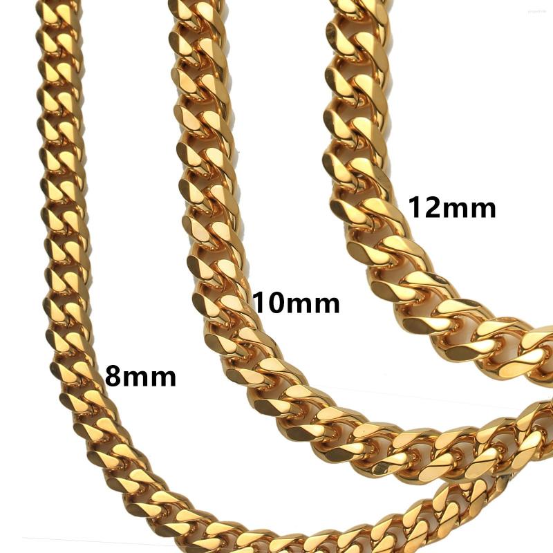 

Chains Cuban Link Chain Necklace For Men Women Fashion Choker Gift Gold Color 316L Stainless Steel Jewelry 8/10/12/15mm 7-40inch