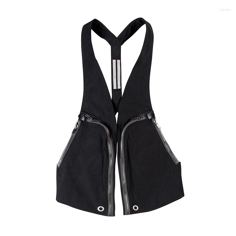 

Men' Tank Tops American RO 2023ss Zipper Functional Men' Women' Vest Clothing Y2k Streetwear, Black