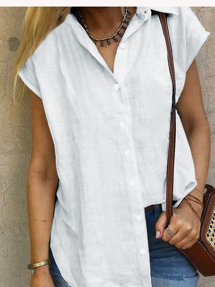 

Women' Blouses Summer Women White Top Blouse Fashion Short Sleeve Office Casual Tops Shirt Elegant Holiday Button Party Shirts 2023, Black