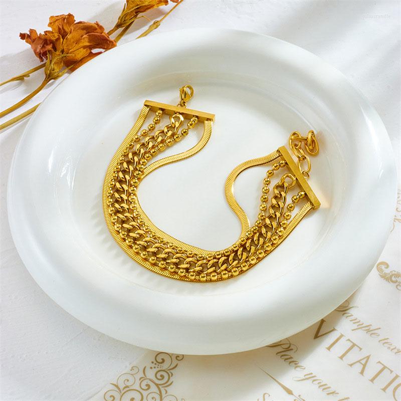 

Link Bracelets 316L Stainless Steel Fashion Punk Gold Color Geoometric Bracelet For Women Non-Fading Wrist Party Jewelry Gift Wholesale