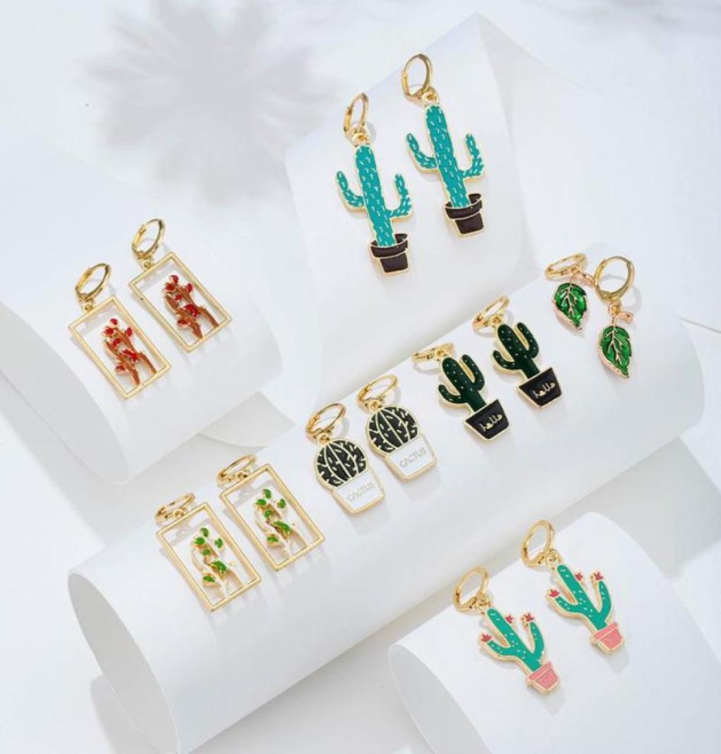 

Dangle Chandelier Fashion Geometric Plant Drop Earrings Female Jewelry Boho Retro Colorful Cute Cactus Dropping Oil Alloy For Wo8812075