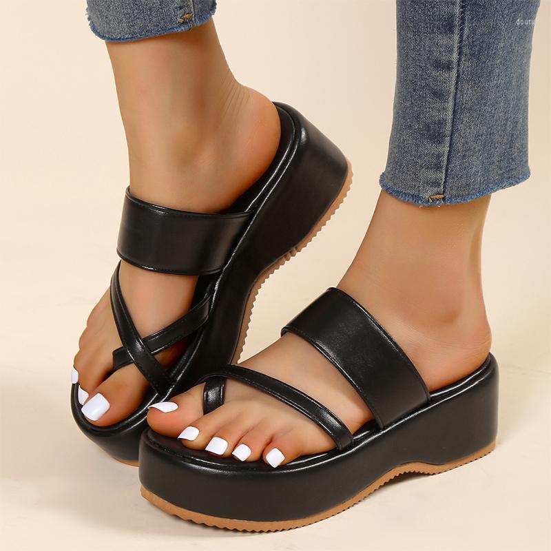 

Slippers Summer High Heels Women Wedges Platform Beach Shoes 2023 Designer Rome Sandals Flip Flop Open Toe Slides, Chocolate