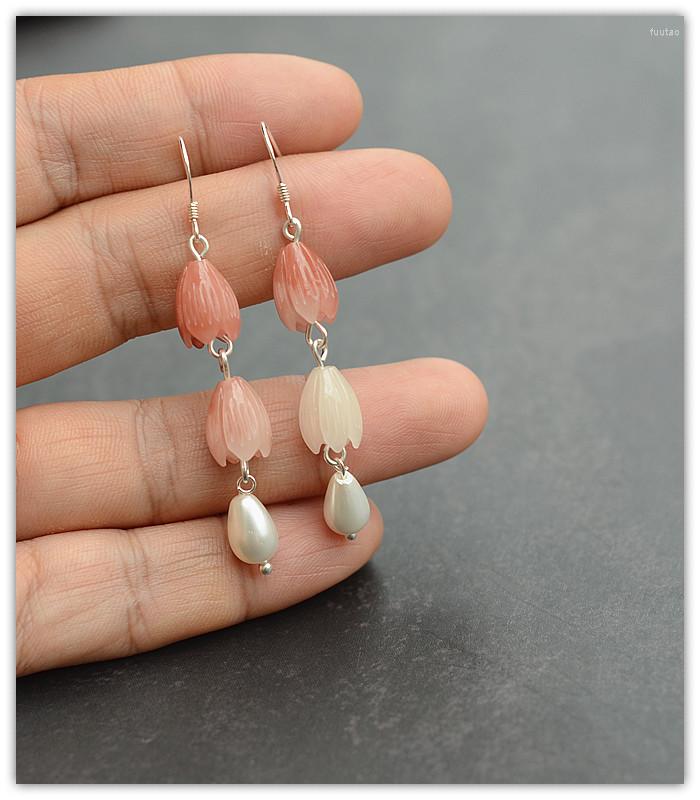 

Dangle Earrings 925 Silver Sweet Temperament Shell Long