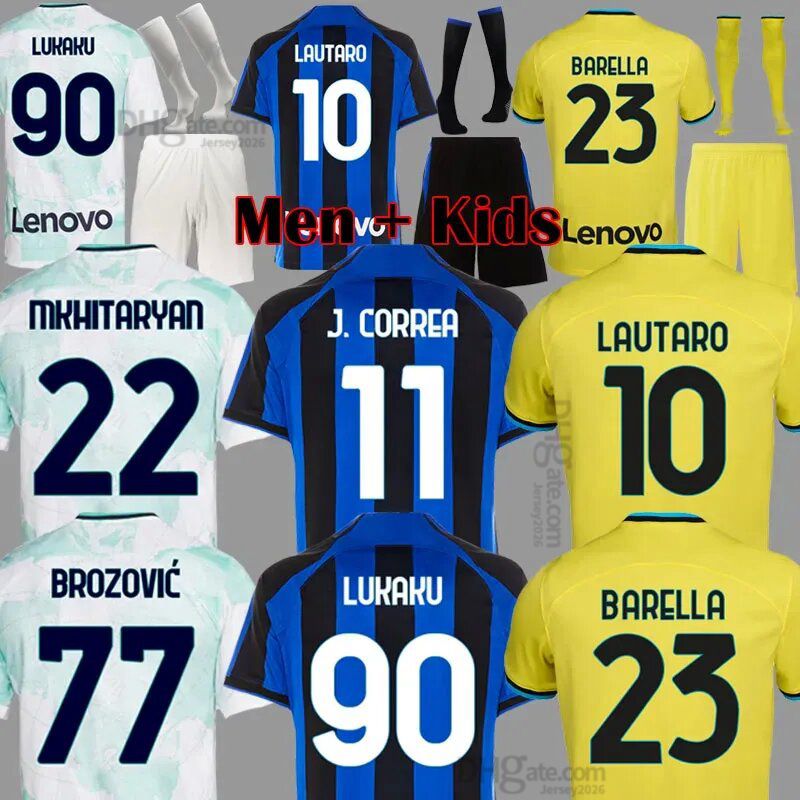 

LUKAKU Soccer Jerseys BARELLA CORREA INTERS DZEKO GIROUD IBRAHIMOVIC LAUTARO MILANS THEO BRAHIM 22 23 Football Shirt 2022 2023 Uniforms Men Kids Kits Sets, Away +ucl