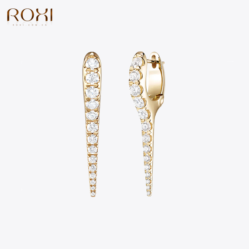 

ROXI INS Creative Conjoined Awl Pendant Hoop Earrings for Women Sterling Silver 925 Zircon Crystals Jewelry Pendientes plata