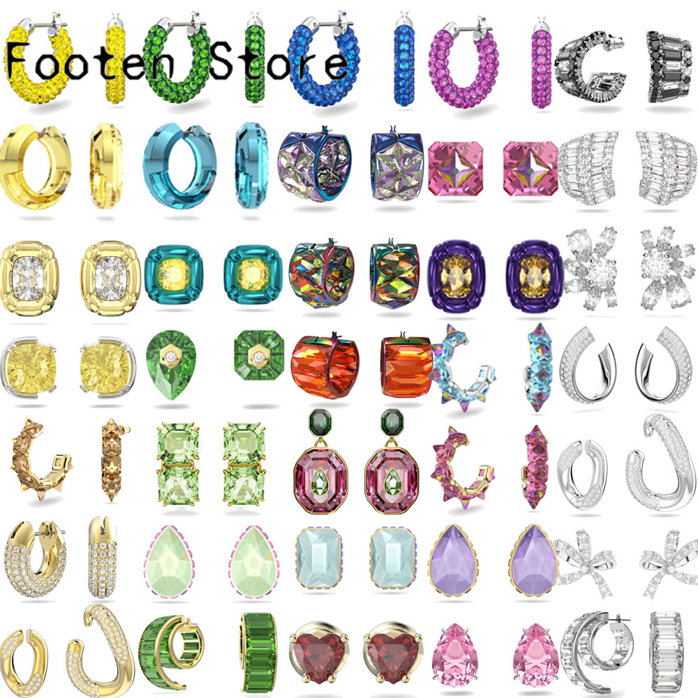 

Original Swa Stud Earrings 2023 Jewelry Austrian High Quality Crystal Charm Simple Flower Geometric Earrings for Women With Logo