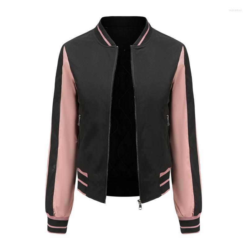 

Women's Jackets Women Srping Fashion Cotton Padded Outwear Long Sleeve Patchwork Baseball Jacket Zipper 2023 Autumn Casual Coat, Red