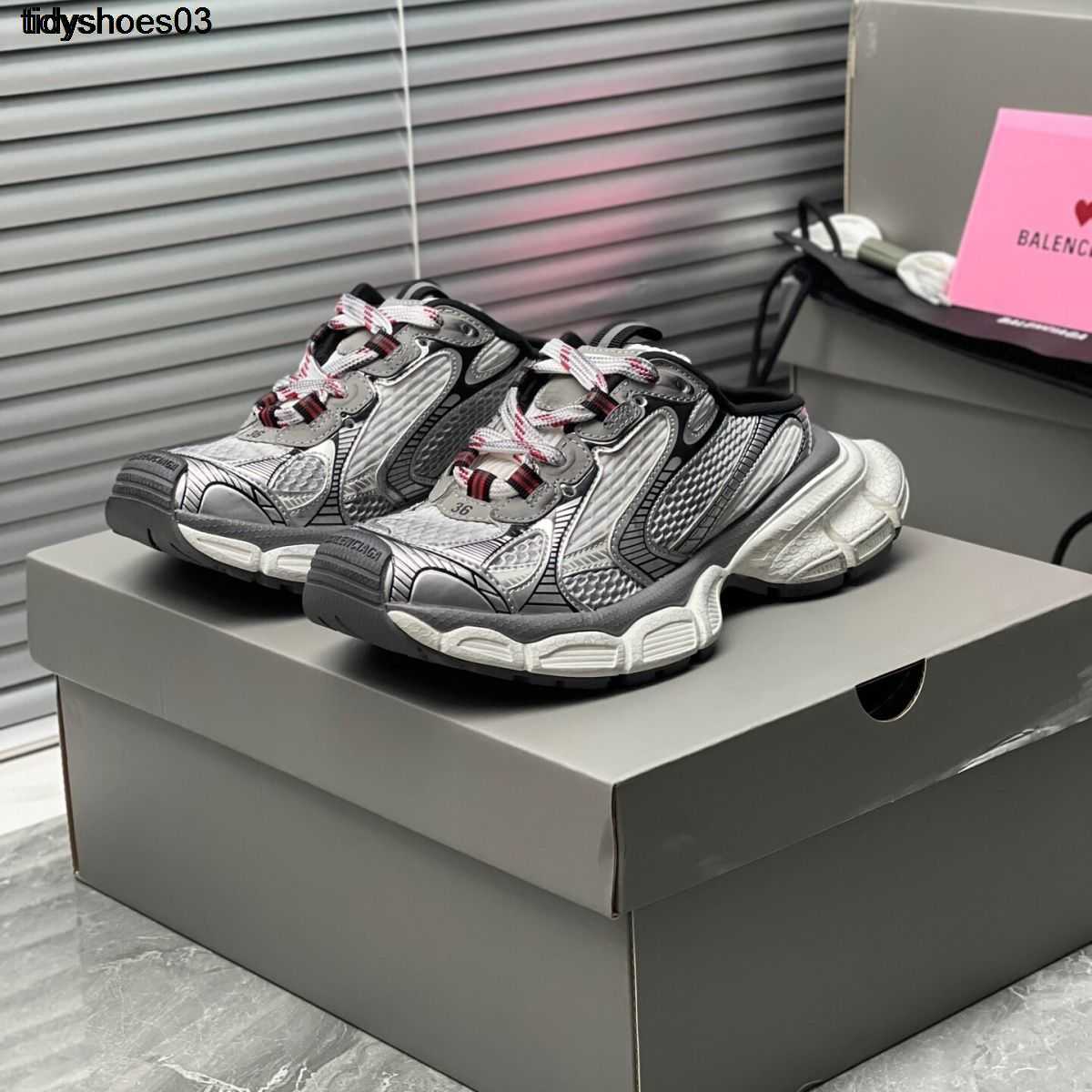 

Designer Dress Shoes Paris 9th Generation 2023 Summer 3XL Half Trailer Lace up Old Flat Bottom Mesh Couple Dad Shoes Men's and Women's Shoes, Gray