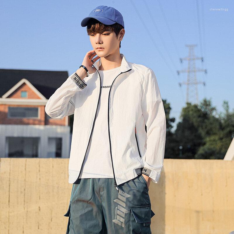 

Men's Jackets Summer Coat Men's Korean Fashion Handsome Jacket Casual Sunscreen Clothes, Dark blue