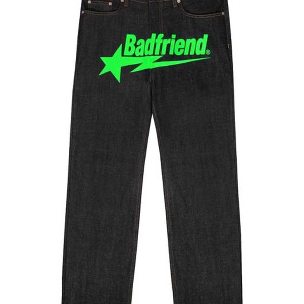 

Y2k Jean Hip Hop Badfriend Letter Printing Baggy Black Pants Harajuku Fashion Punk Rock Wide Foot Trousers Streetwear RQFL, 10