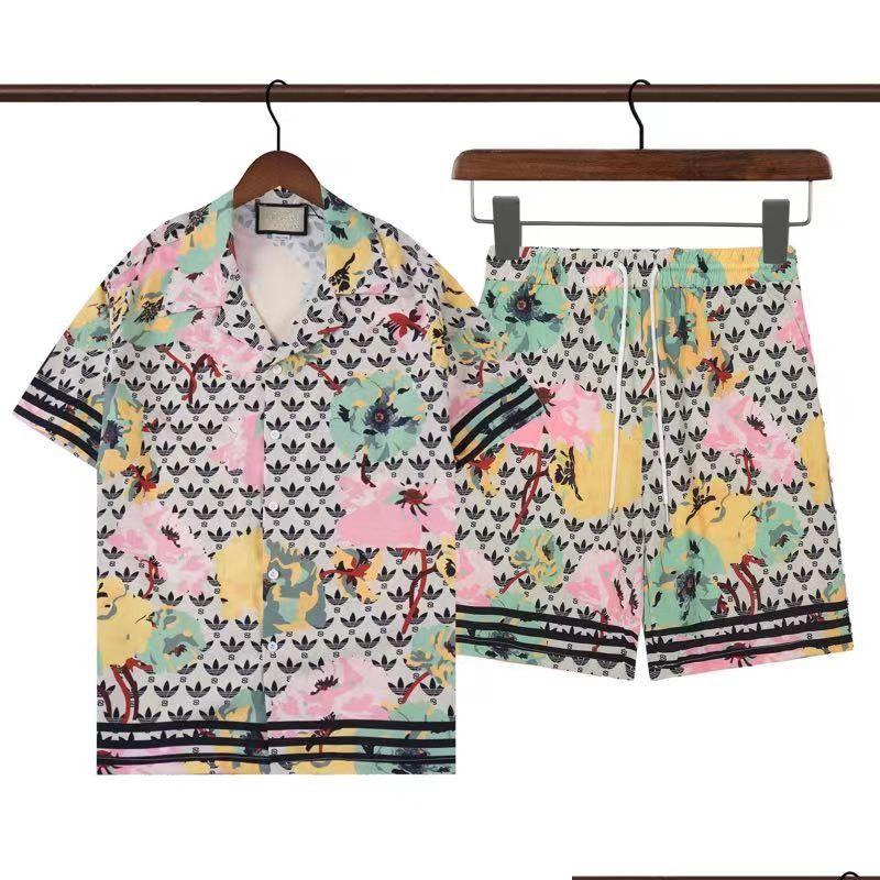 

Men'S Casual Shirts 23Ss Luxury Designer Mens Fashion Tiger Bowling Tshirt Hawaii Floral Silk Men Slim Fit Short Sleeve Dress Shirt Dhzye