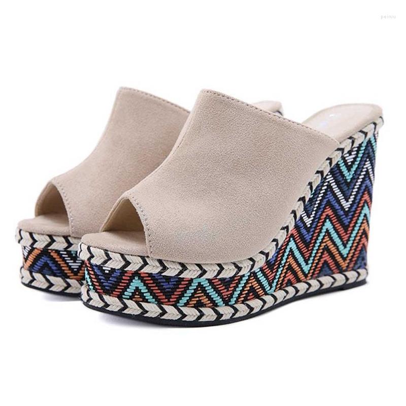 

Slippers 2023 Summer Wedges Women Platform Espadrille Sandals Outdoor Casual Beach Shoes High Heels, Black