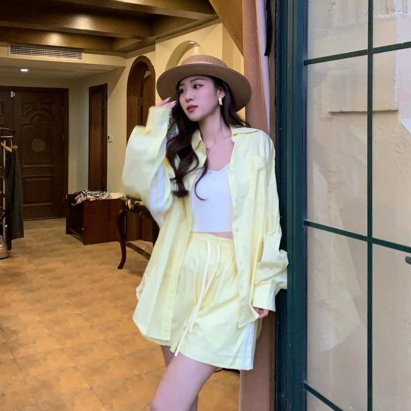 

Women' Blouses 2023 Summer Ladies Casual Simple Yellow Sunscreen Shirt