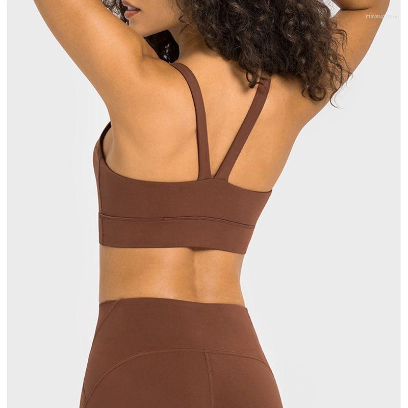 

Yoga Outfit Sexy Solid Color V Women Fitness Bra High-strength Shockproof Sport Tank With Chest Pad Gym Top Comprehensive Training Jog, Black