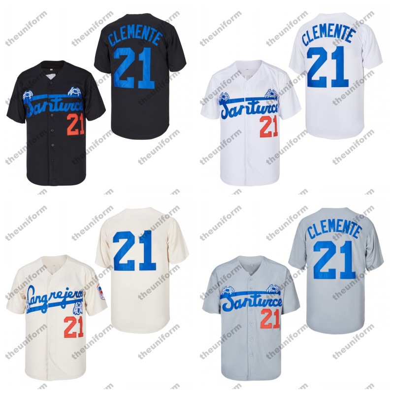 

Mens Puerto Rico Santurce Crabbers #21 Roberto Clemente World Game Classic Baseball Jersey -XXXL, Black