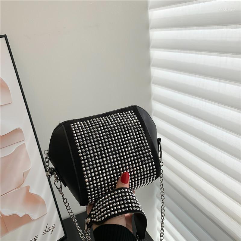 

Evening Bags Fashion Women's Luxury Designer Handbags Leather Crossbody Shouler Bag For Women Diamonds Female Purses Casual Sac A Main, Black