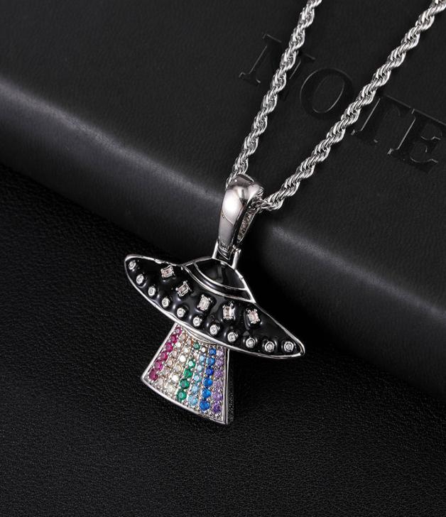 

DZ Micro Paved Colorful Cubic Zirconia Alien Pendant Necklace For Men039s Hip Hop Iced Out Jewelry Bijoux2505573