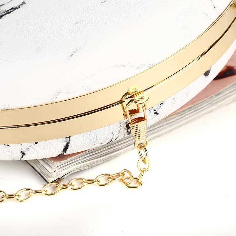 

Ink Dinner Bag Womens Round Clutch Marbling Chain Small, Large order customization