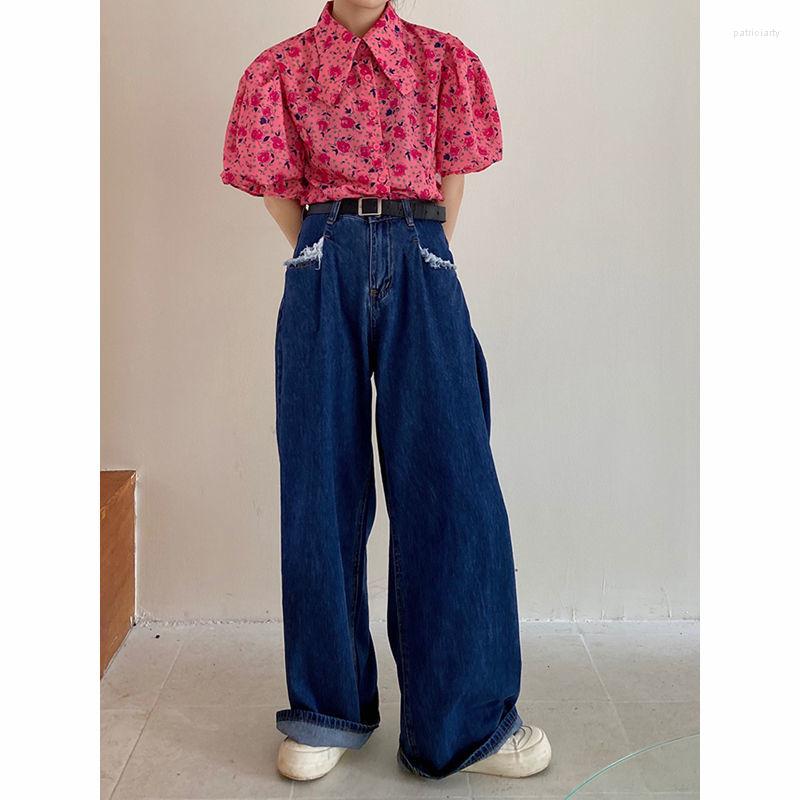 

Women' Jeans Autumn Thin Soft Women Natural Baggy Wide Leg Denim Pants Korean Style Street Streetwear Loose Casual Female Clothing M538, Deep blue