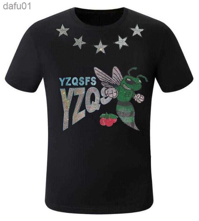 

Men's T-Shirts 2023 Multicolor Rhinestones Men's T-shirt Casual Top tees Fashion Hip Hop Pullover Summer Streetwear Male drop size S- 4XL L230520, Sky blue