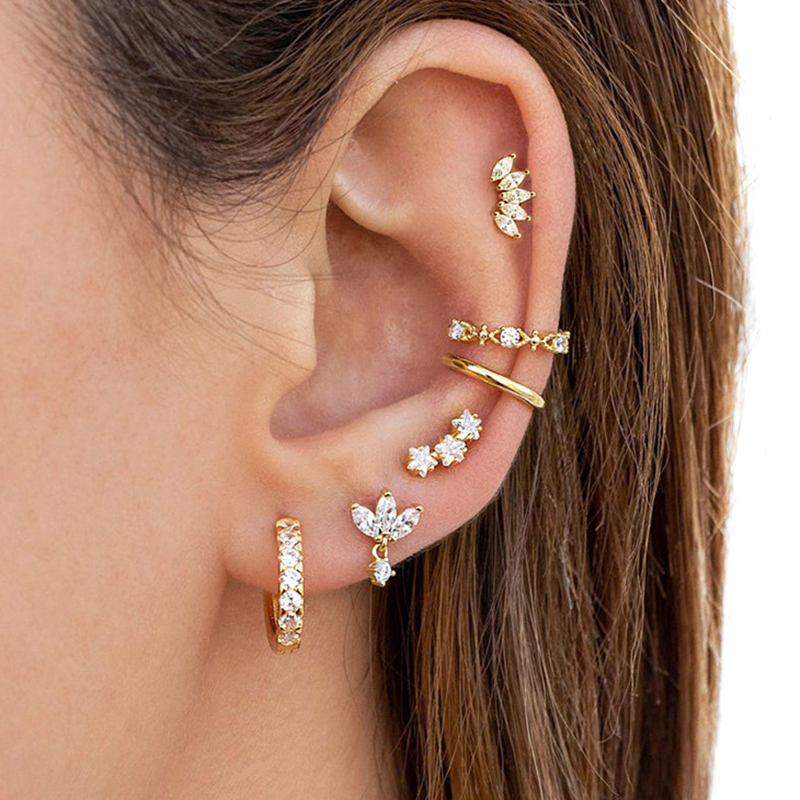 

2022 New Design Stainless Steel Minimal Hoop Earrings For Woman Cubic Zirconia Piercing Earring Fashion Korean Unusual Jewelry