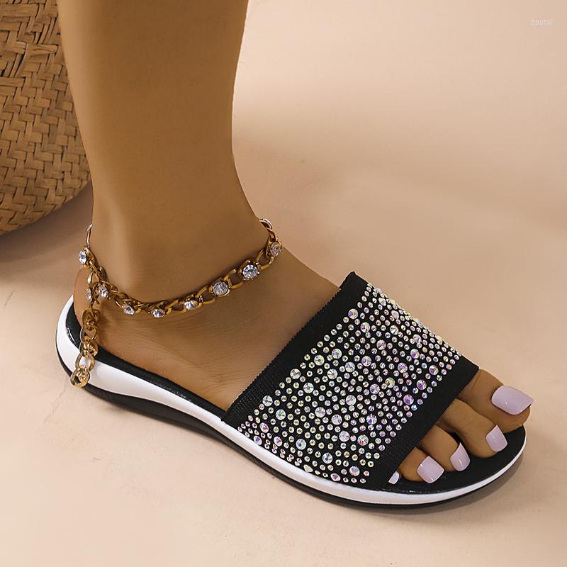 

Slippers Summer Women Shoes 2023 Woman Sandals Crystal Roman Flat Casual Beach Indoor&outdoor Sandales