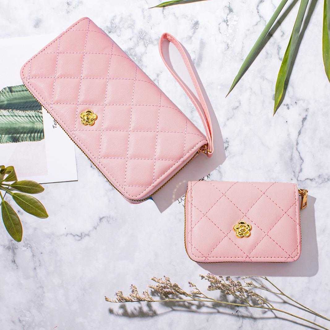 

Classic Style Buckle Womens Wallet Coin Purse Card Holder Mobile Phone Bag Clutch, Long pink