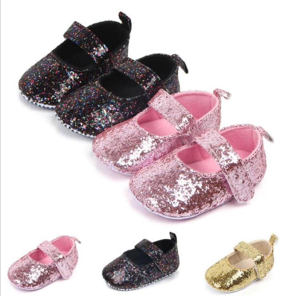 

Fashion Baby Girls Baby Shoes Cute Newborn First Walker Shoes Shiny Infant Princess Soft Sole Bottom Antislip Shoes9532722, Black