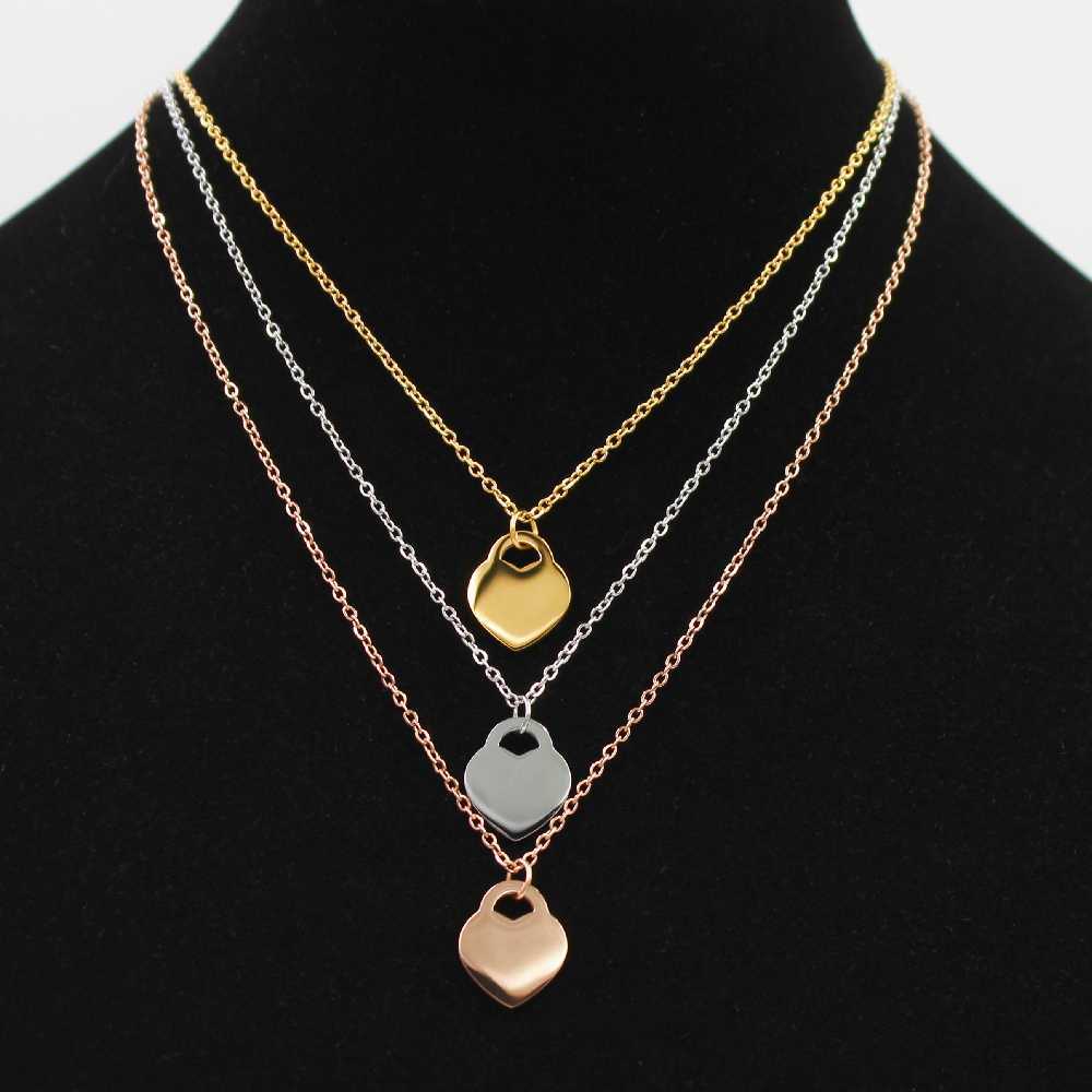 

New Style Stainless Steel Fashion T Necklace Jewelry Heart-Shaped Pendant Love Necklaces For Women's Party Wedding Gifts Wholesale