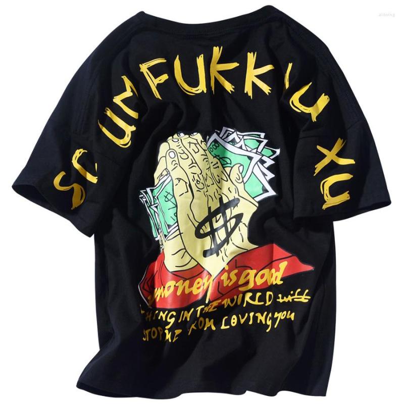 

Men' T Shirts Punk Hip Hop Oversized Cotton Shirt Men Black Tshirt Camisetas Hombre Manga Corta II50dx06