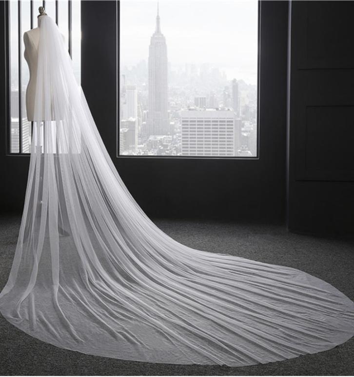 

Cut Edge Wedding Veil 3 Meters Long Soft Bridal Veils With Comb Onelayer Ivory White Color Bride Wedding Accessories 3 metre widt7892087