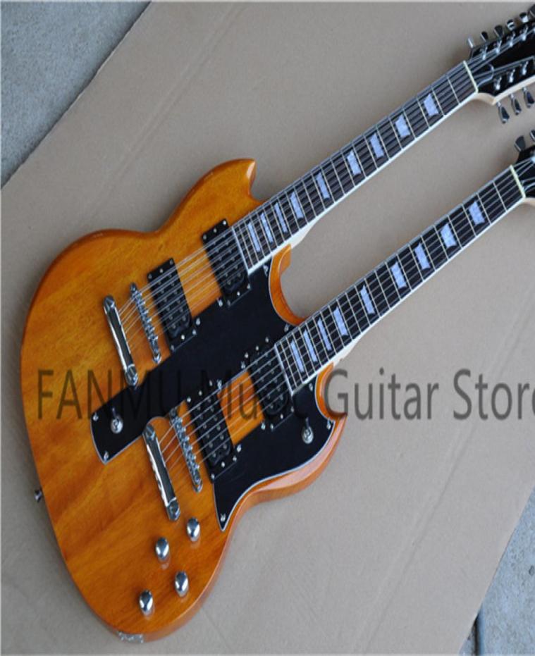 

delivery double neck guitar6 and 12 strings mahogany body 1275 glassy yellow guitarmahogany neck rosewood bodychrome butto1875176
