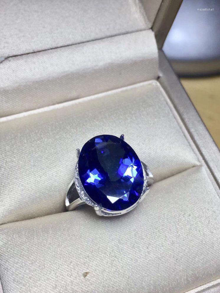 

Cluster Rings Finger Ring Natural Real Blue Topaz 925 Sterling Silver Wholesales For Men Or Women Gem:12 16mm