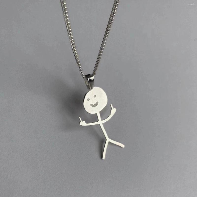 

Pendant Necklaces Stainless Steel Necklace Interesting Personality Cartoon Stickman Cute Men And Women Couples Fashion Necklac