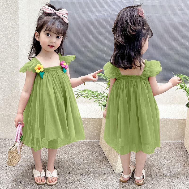 

Girl Dresses Girls' Dress Summer Sleeveless Strap Foreign Princess Mesh 2-6 Years Old, Picture color