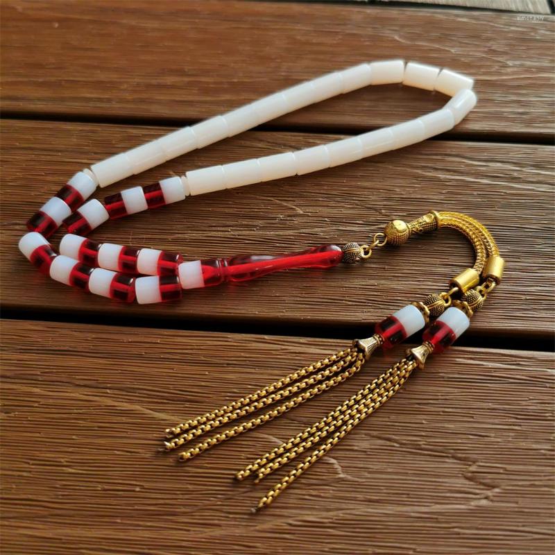 

Strand Small Size Cylinder 7 11mm Tasbih Red Resin Islamic Women's Rosary Muslim 33 Prayer Beads Misbaha Nice Tassel Gift Ramadan