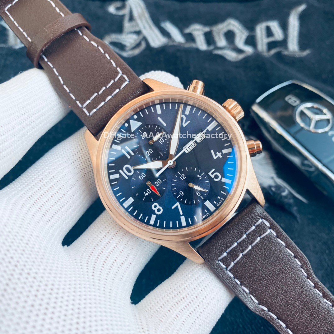 

mens watch Double Calendar Pilots NEW IW388111 designer watches orologio automatic mechanical high quality montre Sports strap Auto Calendar stainless steel 42mm, Box