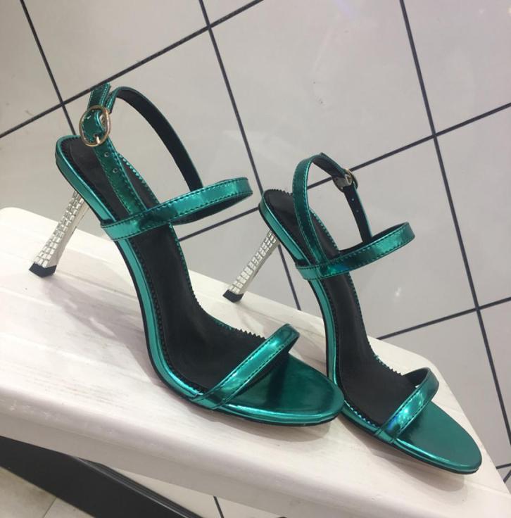 

real leather fashion crystals heeled design ladies dress party sandals straps purple gold green sliver women summer sandals slippe3966518, Dark grey