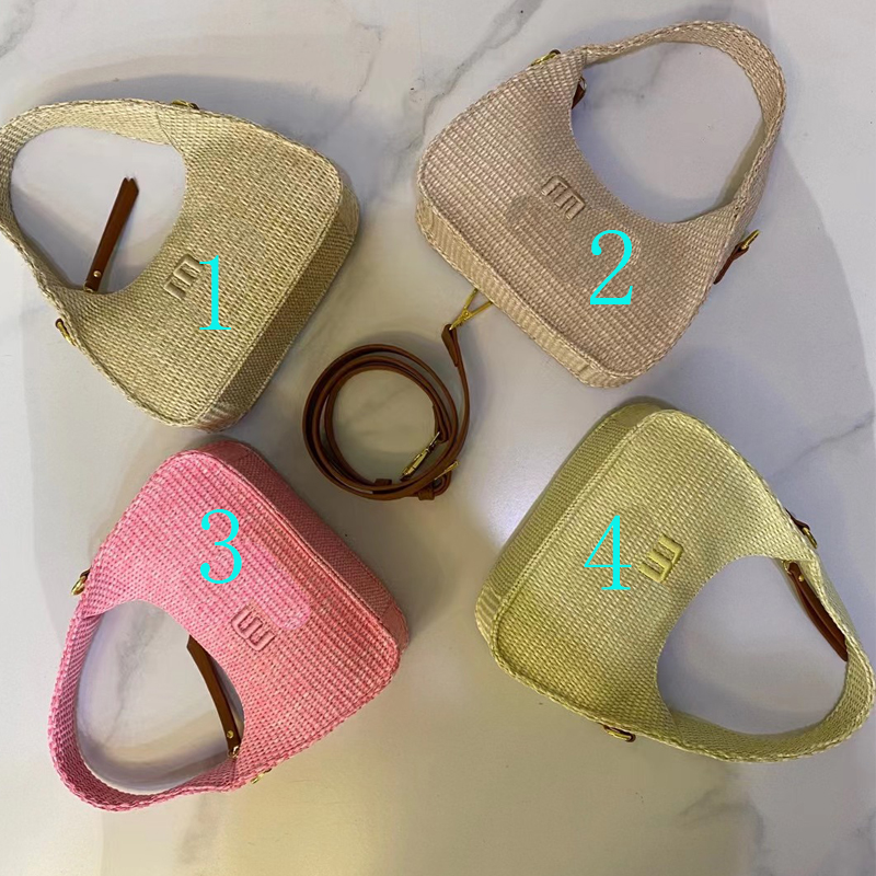 

New Straw Woven Underarm Bags Women Designer Armpit Handbag Purse Fashion Embroidered Letters Lafite Hobo Pouch Hollowed Out Wallet Top Handle Totes