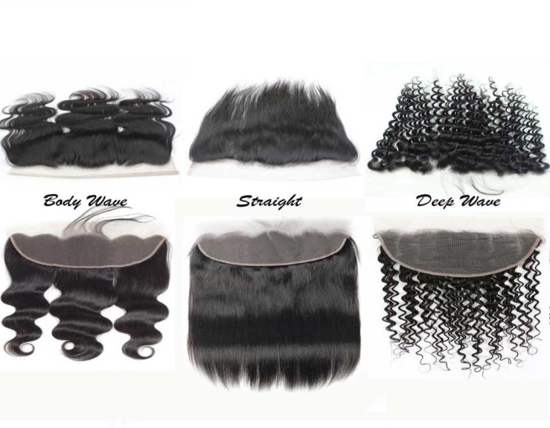 

5pcslot Real HD Transparent 13X4 Laces Virgin Brazilian Human Hair Swiss Invisiable Lace Frontal 1B Nautral Black 150 Density Sm9880624