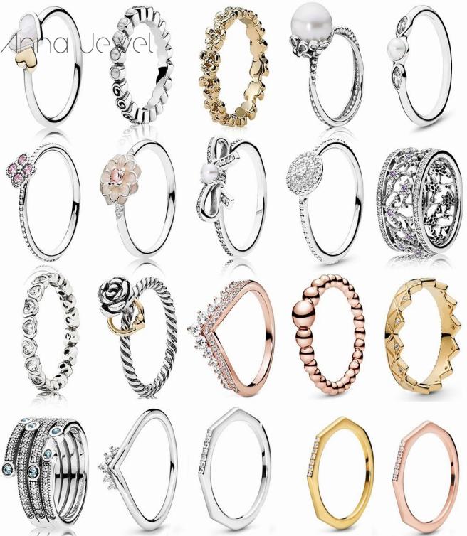 

NEW 2019 100 925 Sterling Silver pandora Rose Gold Princess Wishbone Forget Me Not Ring for Europe Women Original Fashion Jewelry4947016