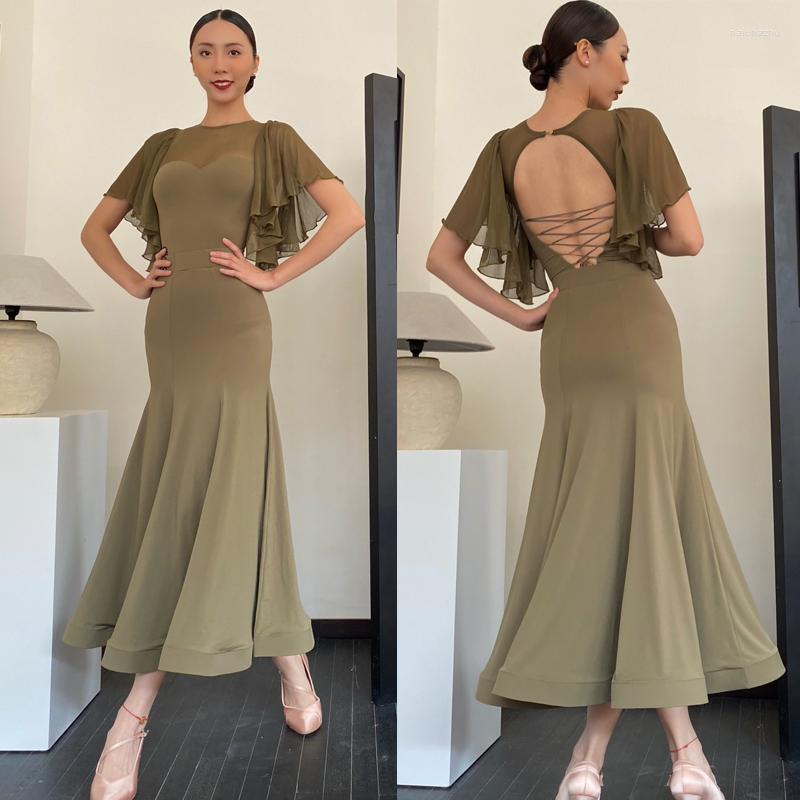 

Stage Wear Ballroom Dance Competition Costumes Lotus Latin Top Long Skirts Women Clothes Modern Practice SL8393, Skirt