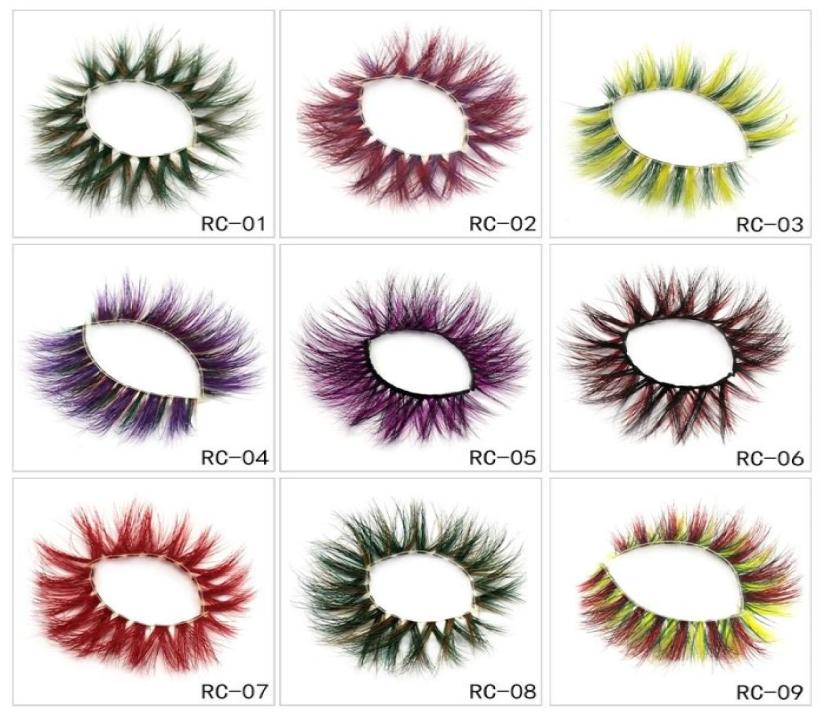 

25mm Colored Eyelashes 5D Mink Strip Fake Pink Green Purple Red Faux Lashes Colorful Rainbow Lashes4557411