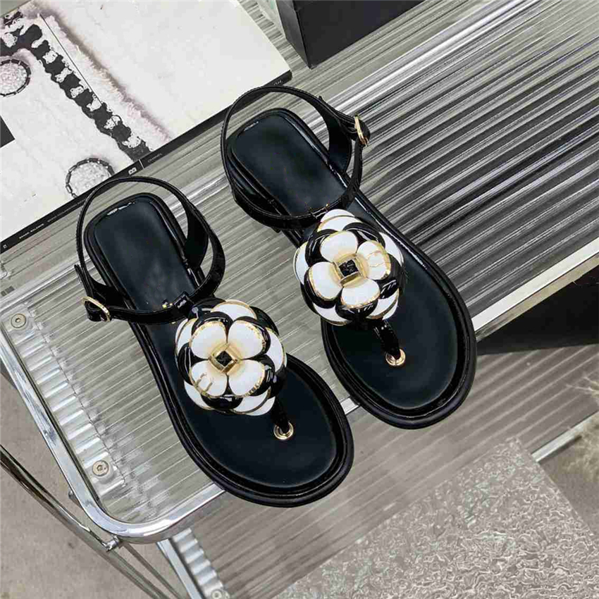 

Fashion Women's Sandals 2023 Channel Luxury Brand Letter Logo Summer Women's High Heels Men's Casual Student Flats 014-04